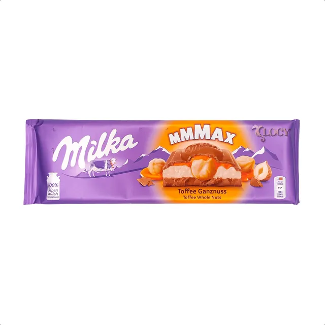 Barra Ao Leite Com Caramelo E Avelãs Inteiras Milka 300g