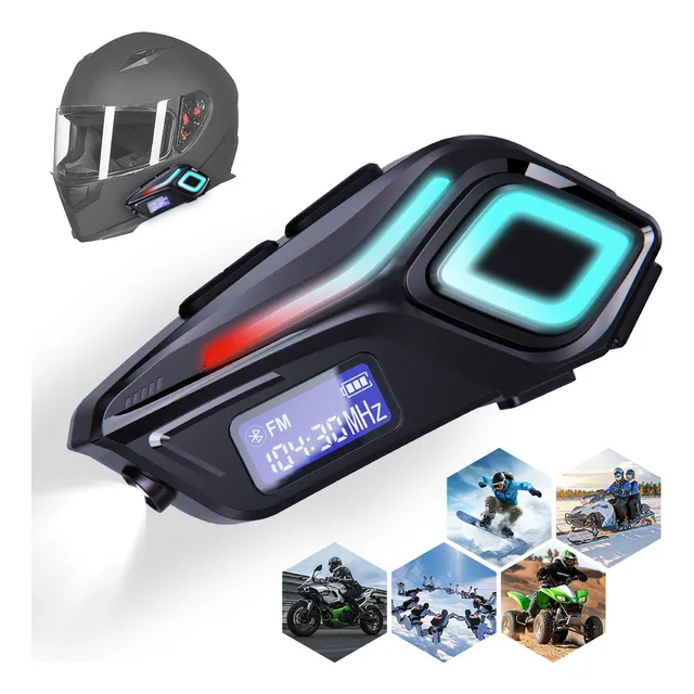 Fone De Ouvido Para Capacete Bluetooth Headset Rgb Sem Fio