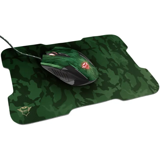 Kit de ratón 3200 dpi y alfombrilla Gamer Trust Gxt 781 Rixa T23611, color verde
