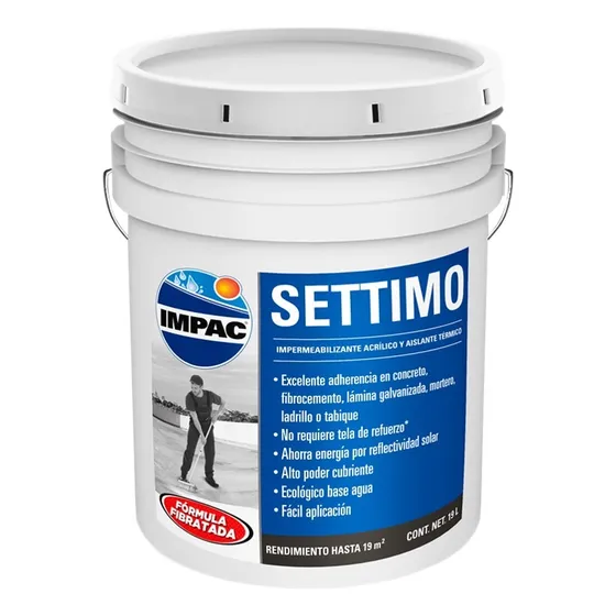 Impermeabilizante Impac Settimo Fibratado 7 Años 19l Acabado Mate Color Blanco