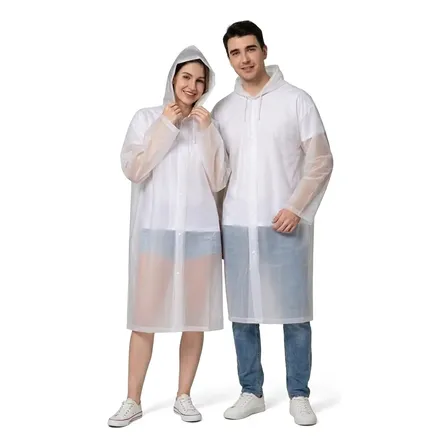 Kit 2 Capa Chuva Pvc Reforçada Transparente Adulto Com Capuz Transparente Único