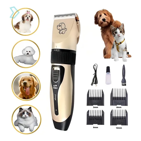 Máquina De Tosa Aparador De Pelos Profissional Para Pet Cor Dourado