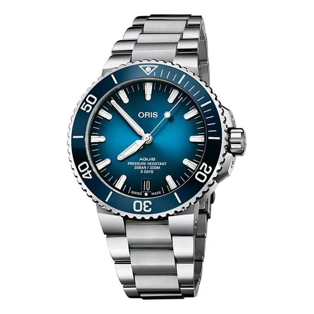 Reloj Oris Aquis Date Calibre 400 Acero Caballero Color de la correa Plateado Color del bisel Azul Color del fondo Azul