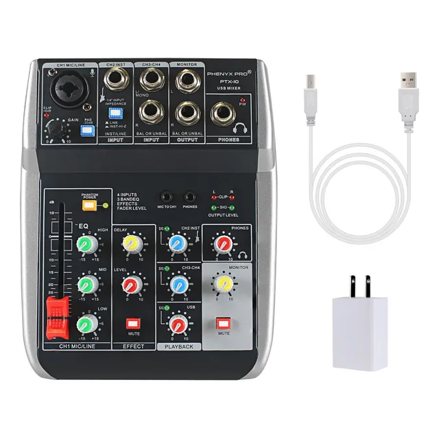 Mezcladora 4 Canales Audio Consola Sonido Mixer Portátil Usb