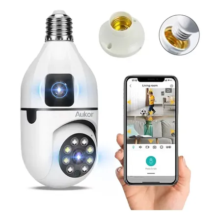 Cámara De Seguridad Dual-lens 4mp Wifi Cámara Ip Foco 360° Visión Nocturna Detección Móvil Alarma Interior Blanco