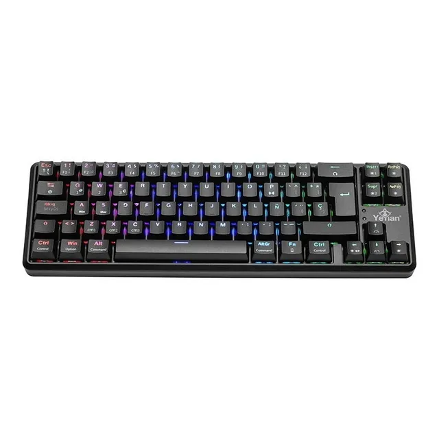 Teclado Mecánico Gamer Yeyian AKIL S3500 RGB Retroiluminación Compacto 69 Teclas Red Switches Bluetooth 2.4G Inalámbrico 2000 mAh Negro Español YTM-28209R