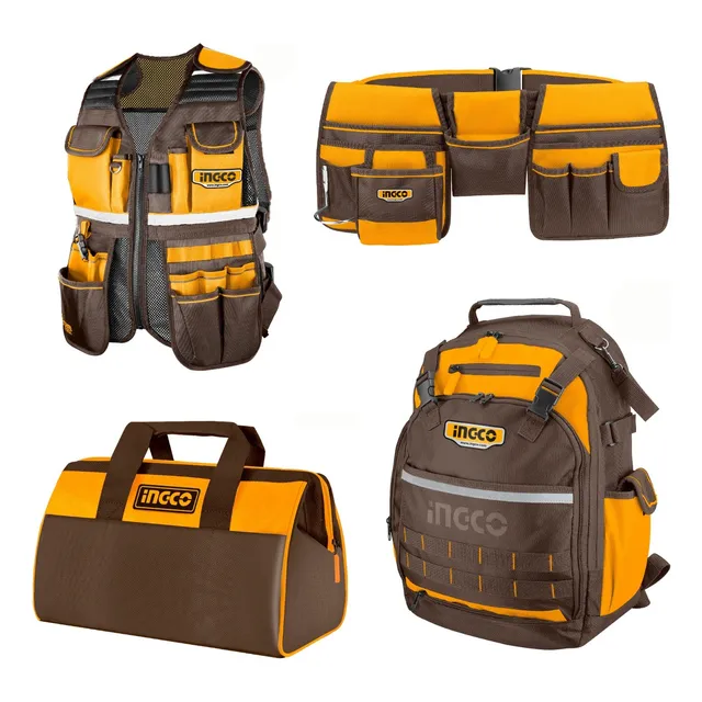 Kit 4 Portaherramientas Chaleco + Mochila + Bolso + Cinturón