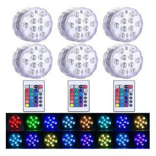 - 6pcs Luz De Led Subaquática Que Muda De Cor Com Controle - 6pcs Luz De Led Subaquática Que Muda De Cor Com Controle