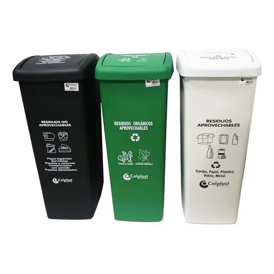 Trío De Canecas Vaiven De 60 Litros Para Punto Ecológico
