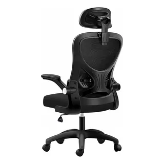 Silla De Oficina Ergonómica Con Soporte Lumbar De Malla Negro Algodón