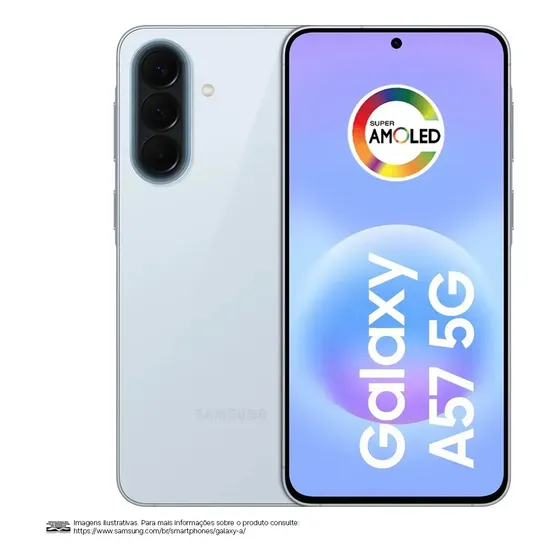 Celular Samsung Galaxy A57 5G 256GB, 8GB RAM, Câmera 50MP, IP68, Super AMOLED 6.7", Recursos AI - Azul Claro