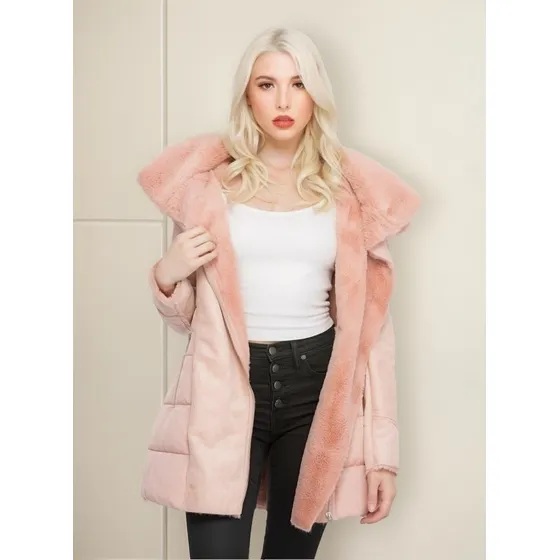 Chamarra Larga En Color Rosa Coalition  Mod. Diana