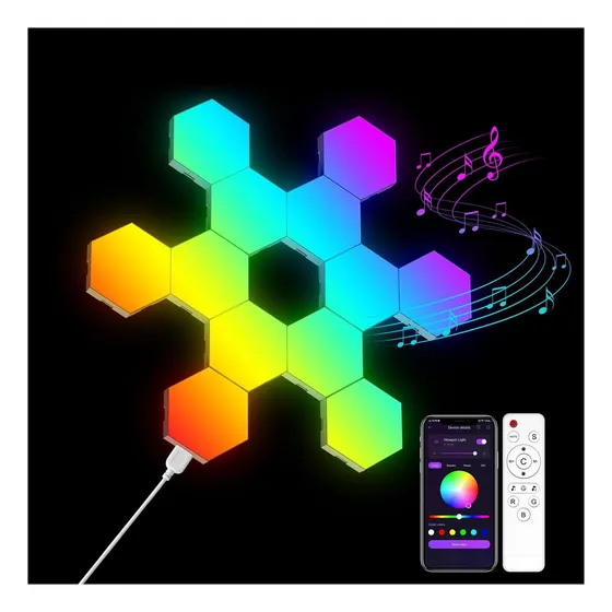 Panel Rgb Rgb De La Pared Hexagon Lights De 12 Paquetes De