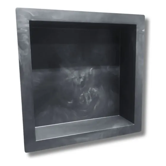 Nicho Parede Embutir Efeito Marmore Banheiro Lavabo 30x30cm Cor Preto Nero