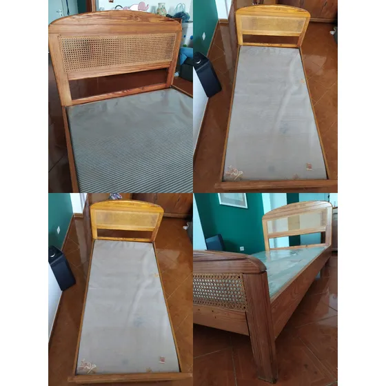 Cama Individual De Madera Con Base Sin Colchón Usada