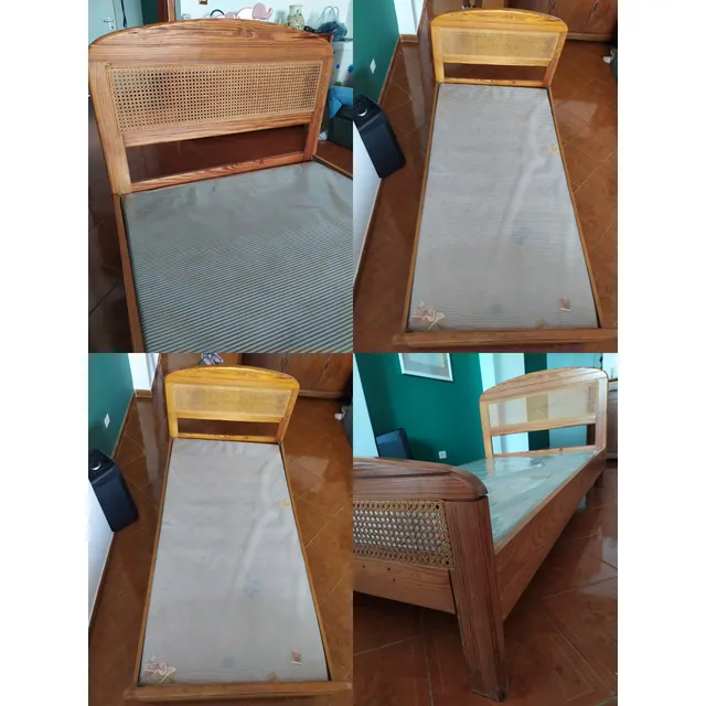 Cama Individual De Madera Con Base Sin Colchón Usada