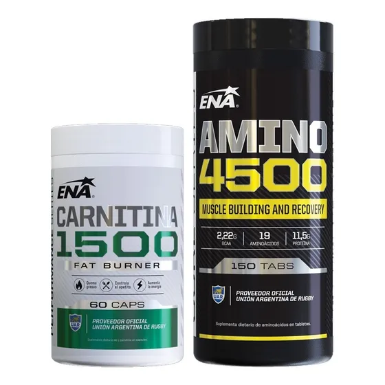 Combo Ena Carnitina 1,5mg + Amino 4500 Recuperacion Quemador