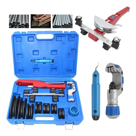 Curvador De Tubos Canos 1/4 A 7/8 Com Cortador E Escareador Azul