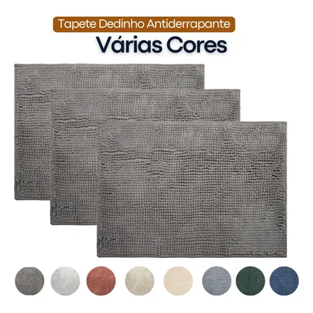 Kit 3 Tapetes Banheiro Dedinho Antiderrapante Macio Bolinha