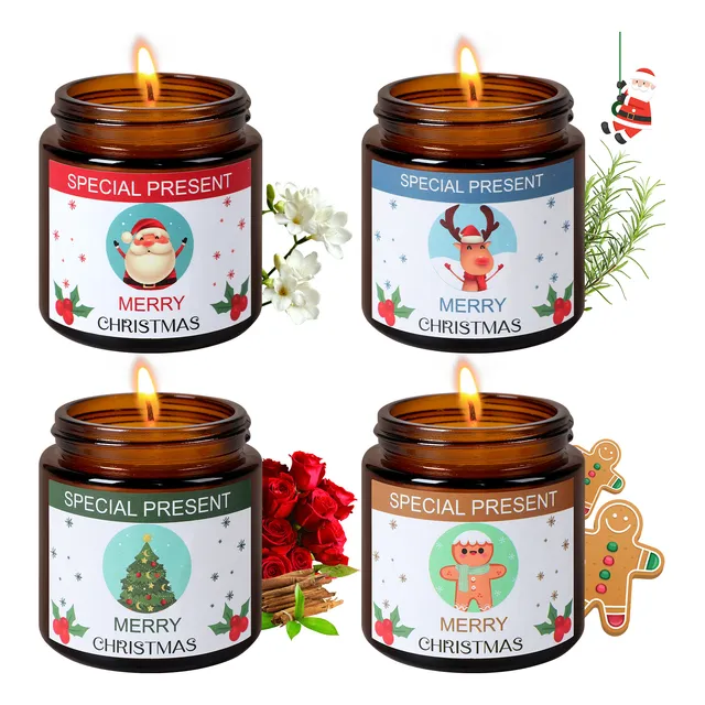 4 Velas De Aromaterapia Cera Soja Vela Aromáticas De Navidad