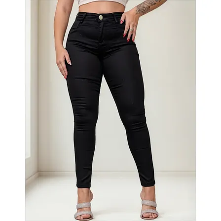 Calça Jeans Feminina Skinny Preta Levanta Bumbum C/lycra Preto 40