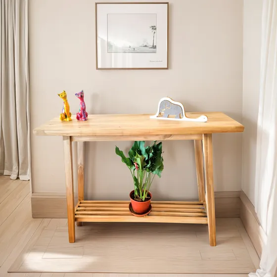Mesa Recibidora Con Deck Madera De Álamo Lustrada 100 Cm