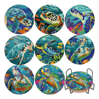 Dotzso 8 Posavasos De Pintura De Diamantes Con Soporte Dotzso 8 Posavasos De Pintura De Diamantes Con Soporte