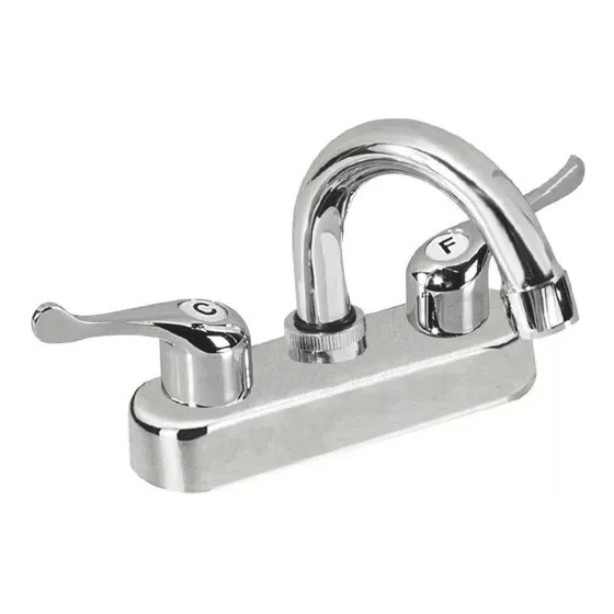 Llave Mezcladora Para Lavabo Cuello Curvo Corto 4´´ Abs Acabado Cromado Color Plateado