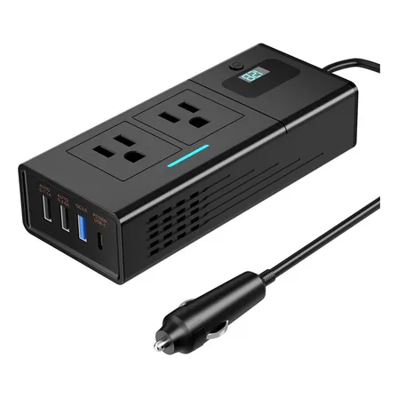 Mr. Gadgets Inversor De Corriente Para Automóvil 200w Con Múltiples Puertos Y Funciones – Incluye 2 Salidas Ac Y 4 Salidas Usb (pd Usb-c, Qc3.0, 1.1a Y 2a). Paara Coche 12v-110v
