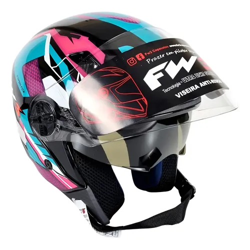 Capacete para moto integral FW3 X Open UP Fox Integral laranja e