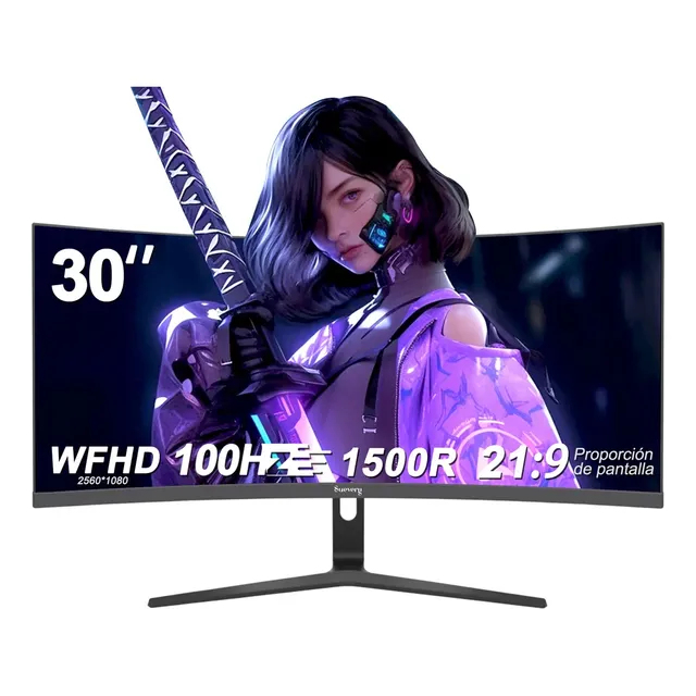 Monitor Gamer Curvo Suevery 30 2k Wfhd 2560x1080p 100hz Ultrawide 21:9 1500r Va Freesync Hdmi Displayport Bajo Retardo Ideal Para Juegos, Oficina, Diseño Y Streaming