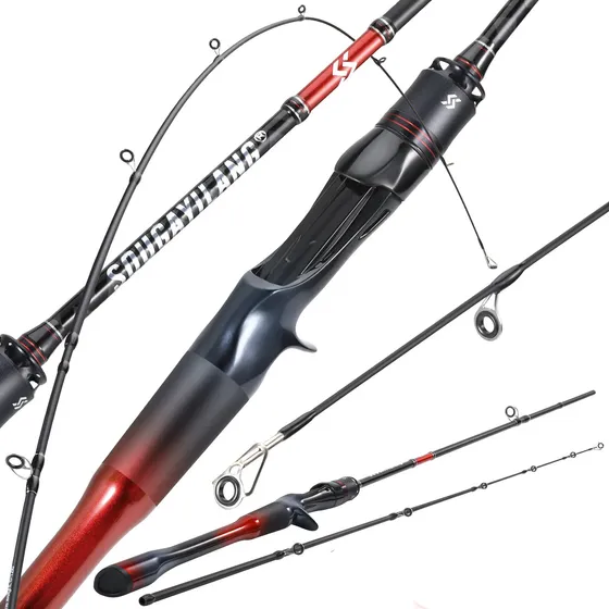 Vara Pesca Carretilha 180m 6-12lb Portátil 2 Partes Carbono