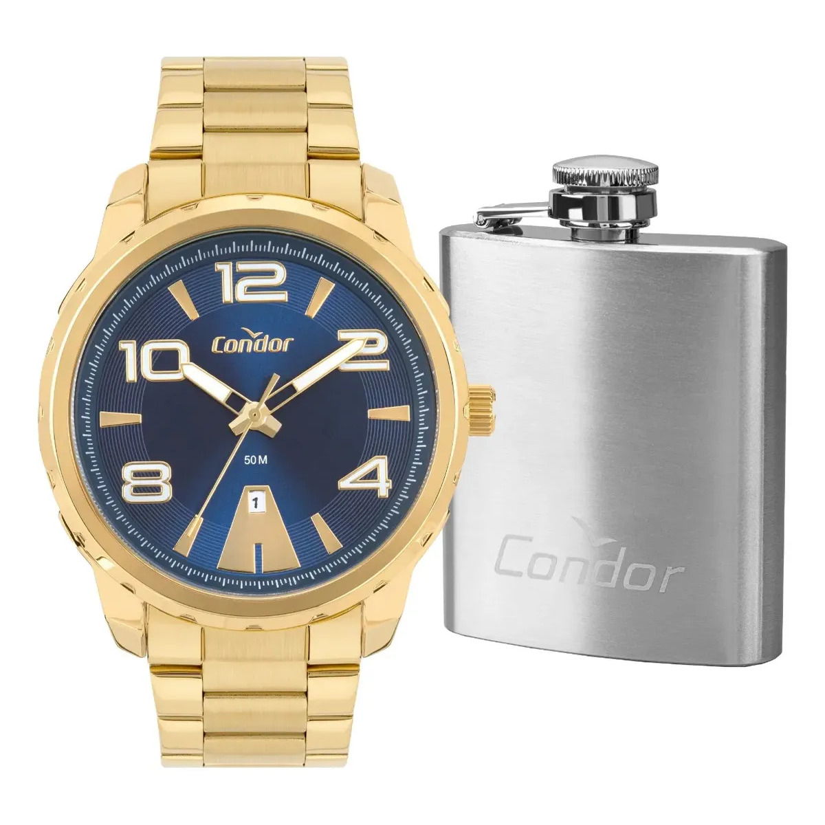 Kit Relógio Condor Masculino Dourado Aço Co2115myj/k4a Dourado Azul Kit Relógio Condor Masculino Dourado Aço Co2115myj/k4a Dourado Azul