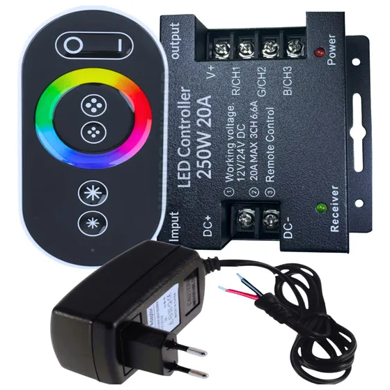 Controlador Rgb Touch + Fonte 3a P/ Modulo Led Piscina Fita Tensão De Operação 12v 127/220v