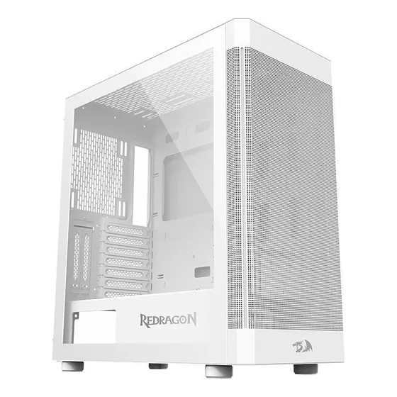 Gabinete Redragon Aeroglass Midtower Vidro Temp Branco Ca602 Cor Cinza