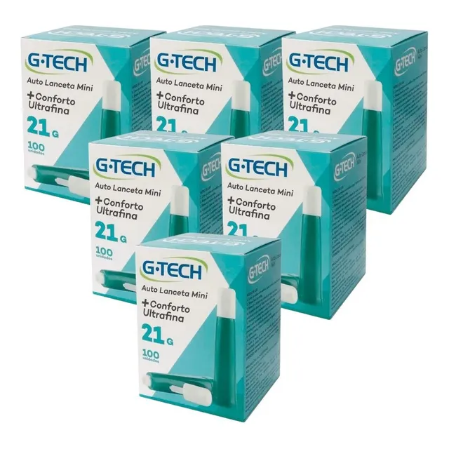 6 Cx Auto Lanceta Mini 21g Conf. Ultrafina G-tech 100un Cada