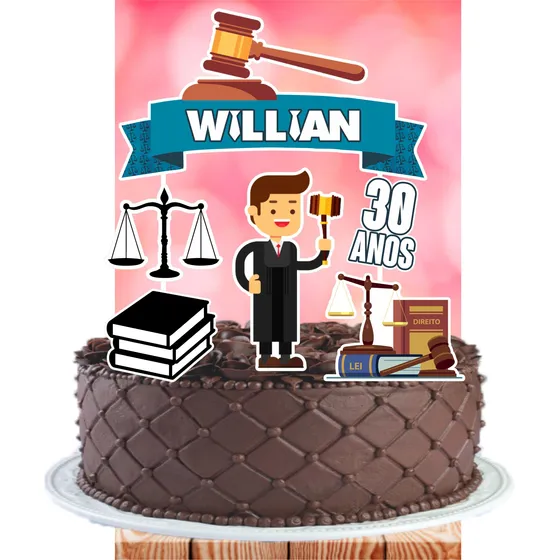 Topper Topo Bolo Personalizado Nome E Idade Advogado Direito