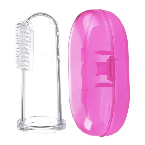 Cepillo De Dientes De Dedo En Silicona Para Bebes + Estuche