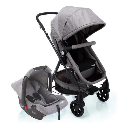 Travel System Cosco Kids, Poppy Duo, 0 a 15kg, Cinza Mescla