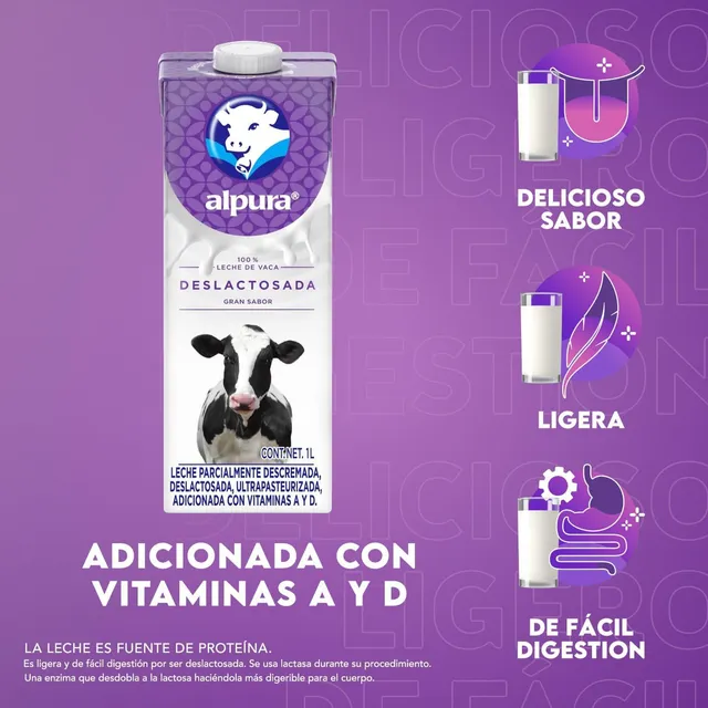 Caja De Leche Alpura Deslactosada Gran Sabor X12 U 12 Litros