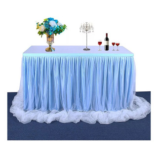 Q Mantel De Tul Hecho A Mano Con Falda De Mesa Decorativa D Q Mantel De Tul Hecho A Mano Con Falda De Mesa Decorativa D