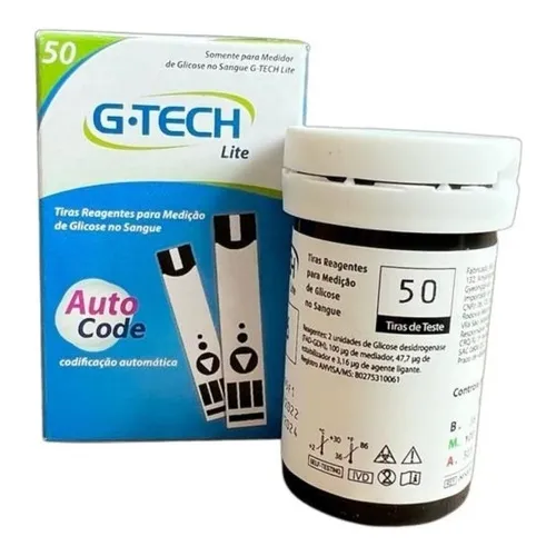 Tiras Glicemia Glicose 50 Unidades Gtech Lite Auto Code 