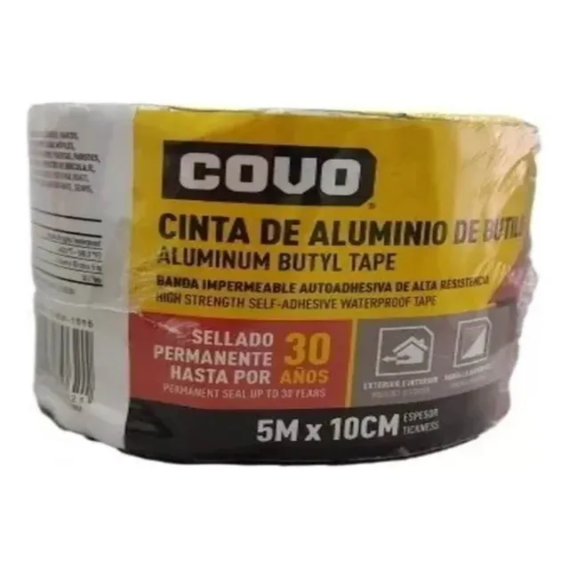 Cinta Impermeable De Butilo Aluminio Rollo De 5 Mts X 10 Cm 