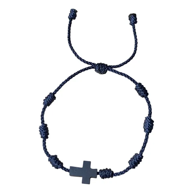 Pulsera 7 Nudos Negra Con Cruz De Azabache