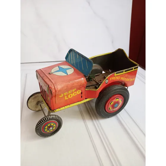 Jeep Loco Vispa Halcón De Chapa Juguete Antiguo