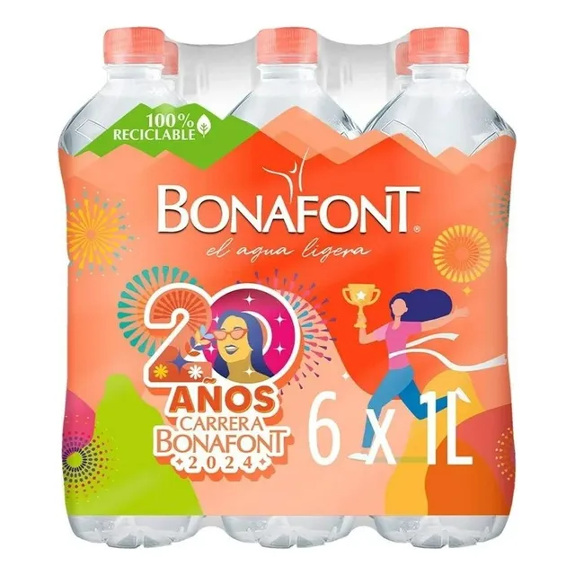 Agua Bonafont 6 Piezas De 1 Litro C/u