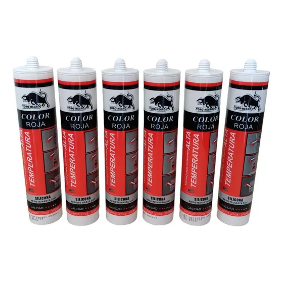 X6 Unidades Silicona Alta Temperatura Color Rojo 300ml