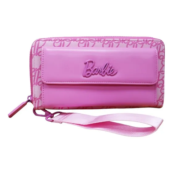 Billetera Barbie Premium Con Cierre Y Asa Rosa