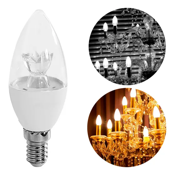 Kit 6 Lampada Vela Led 4w Formato Flor Lustre Soquete E14