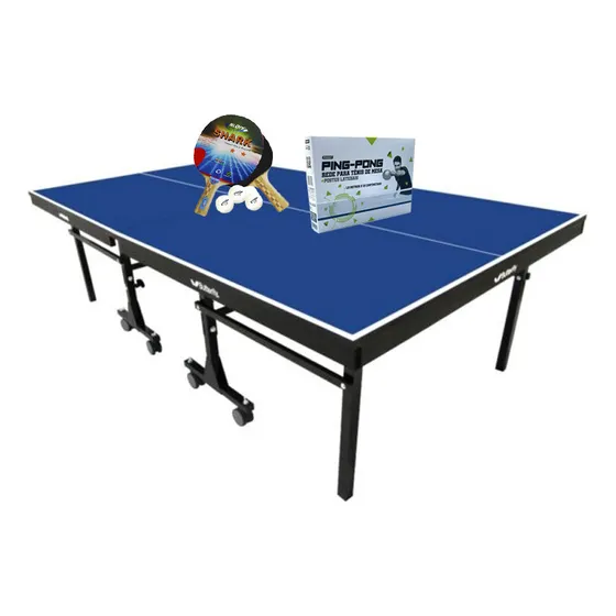 Mesa Ping Pong 1008 Klopf + Kit Completo 5094 Cor Azul